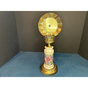 Vintage 14.75" Candle Lamp Sconce With Reflector‎ Ceramic and Brass Material
